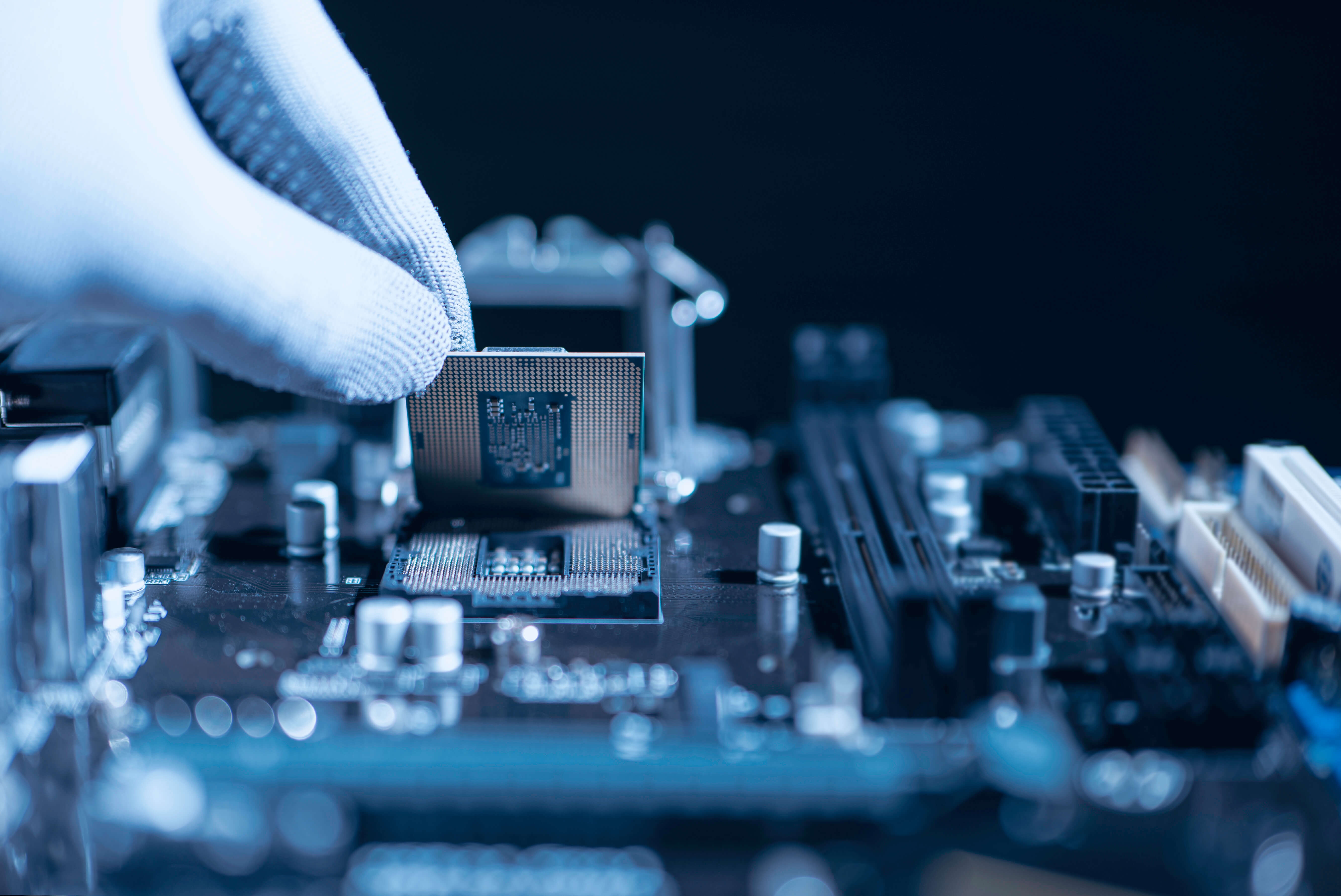 Closeup of semiconductor chip