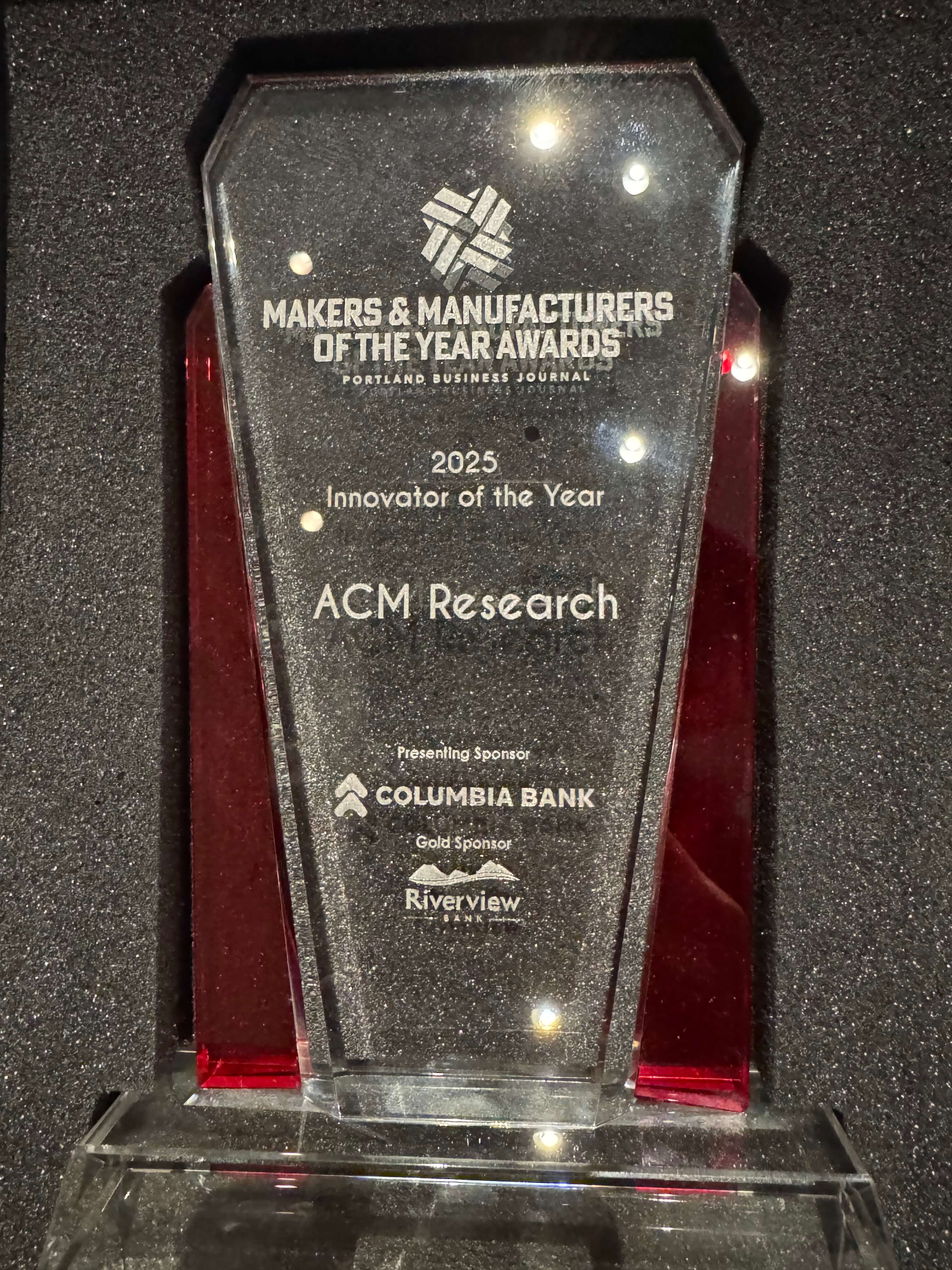 ACM Research's Oregon Makers & Manufacturing Award from the Portland Business Journal